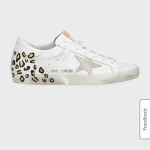 Golden Goose White and Tan Leather Sneakers